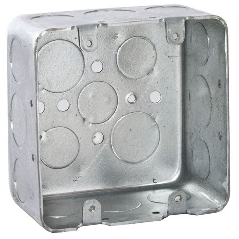 raco 2-gang gray metal electrical box 8190|Raco 4 In. Square Steel 2 Gang Outlet Box Gray .